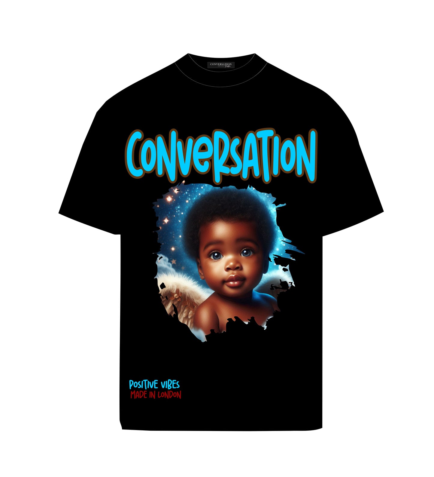 Conversation Positive Vibes Short-Sleeved Cotton T-Shirt
