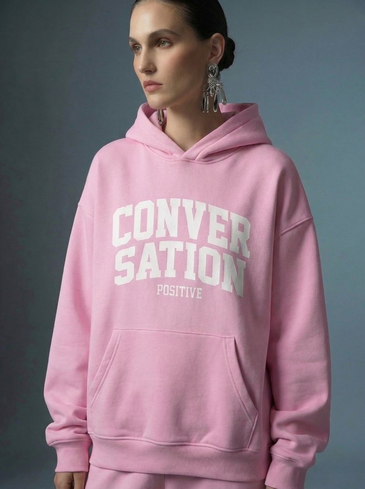 Conversation Positive Varsity Oversized Hoodie