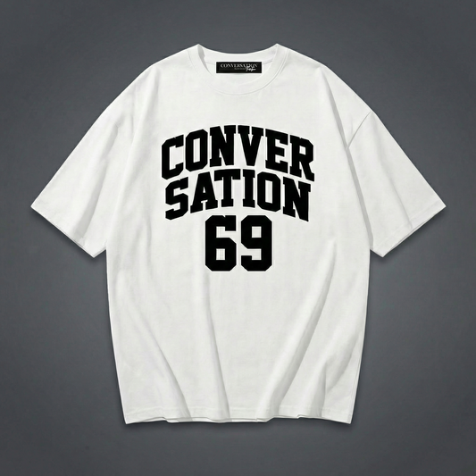 Conversation Positive 69 Varsity T-Shirt In White