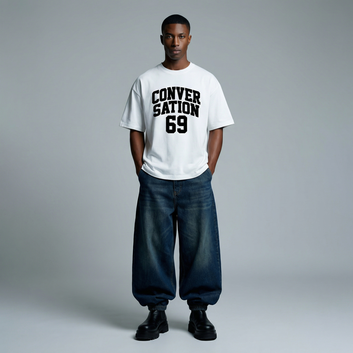 Conversation Positive 69 Varsity T-Shirt In White