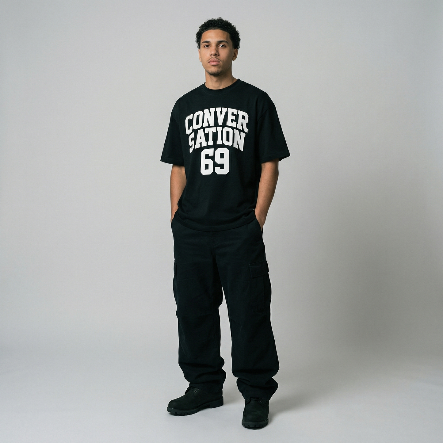 Conversation Positive 69 Varsity T-Shirt In Black