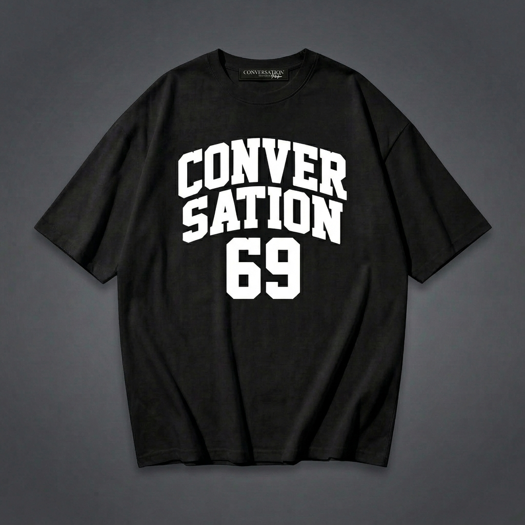 Conversation Positive 69 Varsity T-Shirt In Black