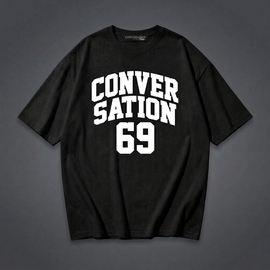 Conversation Positive 69 Varsity T-Shirt In Black